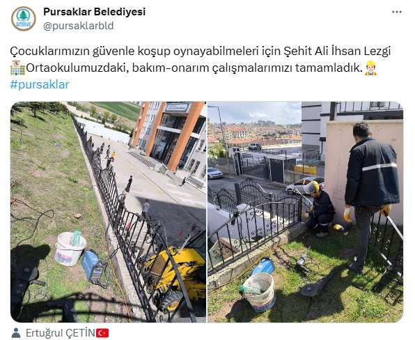 Pursaklar Belediyesi ilçede bakım onarım desteklerinde bulunmaya devam ediyor