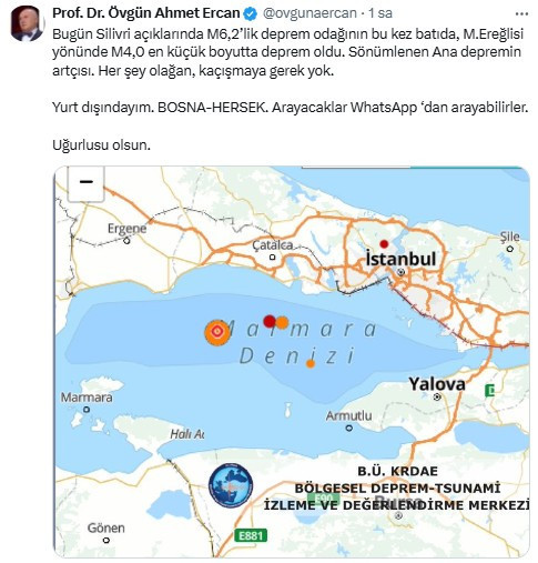 İstanbul'da hissedilen 4 büyüklüğünde deprem sonrasında uzman isimden açıklama