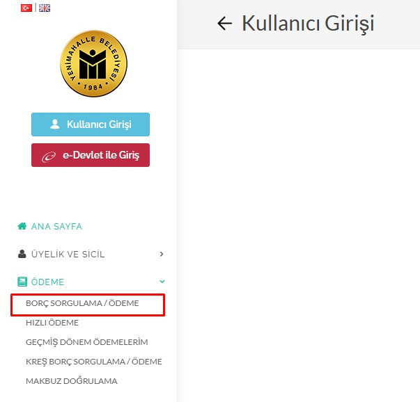 Yenimahalle Belediyesi emlak vergisi sorgulama ve ödeme ekranı