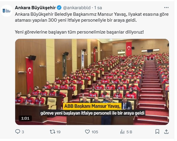 Mansur Yavaş yeni alınan 300 itfaiye personeliyle buluştu: Liyakat vurgusu