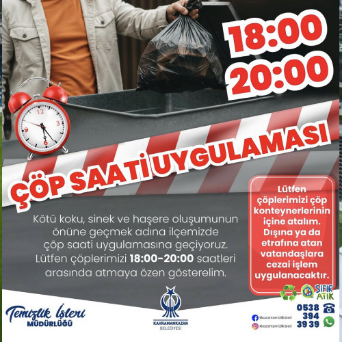Kahramankazan Belediyesi çöp saati uygulamasına geçtiklerini duyurdu