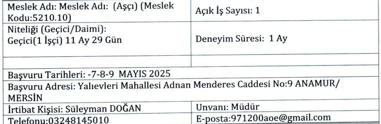 Öğretmenevi ve ASO'ya günlük 8 saat çalışacak personel alımı yapılıyor - Resim : 2