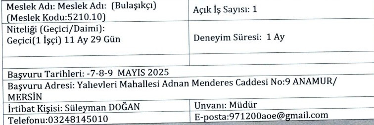 Öğretmenevi ve ASO'ya günlük 8 saat çalışacak personel alımı yapılıyor - Resim : 3