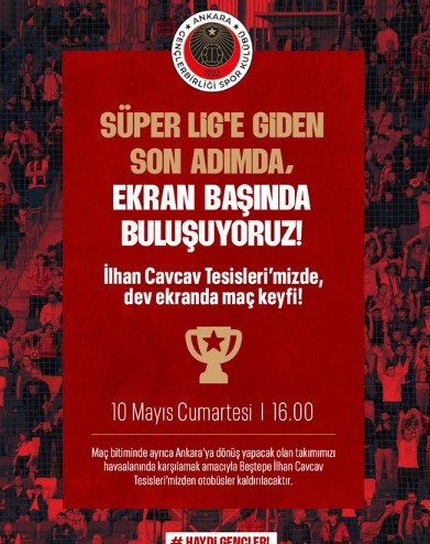 Gençlerbirliği Süper Lig'e son adımda taraftarlarına dev ekran kuracak
