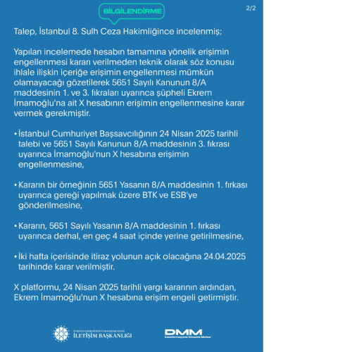 İletişim Başkanlığı Ekrem İmamoğlu'nun hesabının neden kapatıldığını açıkladı - Resim : 2
