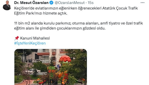 Keçiören Belediyesi'nin trafik eğitim parkı hizmete açıldı