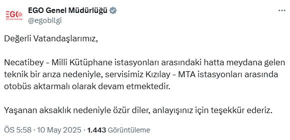 EGO son dakika duyurdu: Kızılay metrosu arıza nedeniyle kapatıldı!
