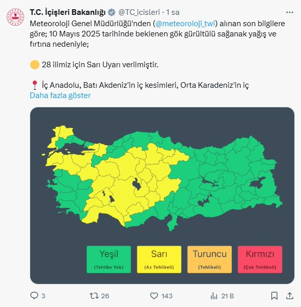 İçişleri Bakanlığı'ndan Ankara dahil 28 ile sarı kodlu afet uyarısı: Çok şiddetli geliyor!