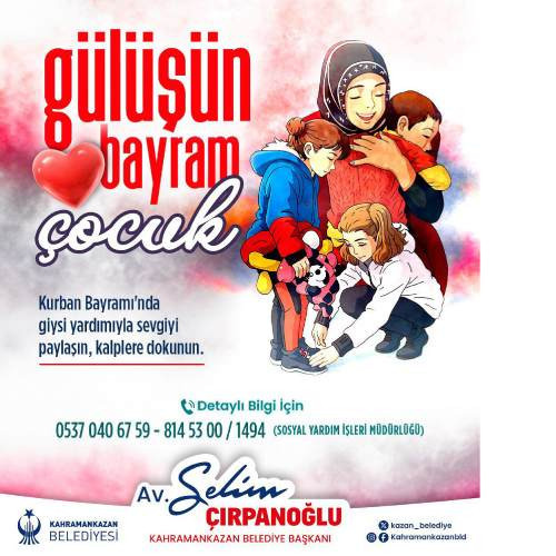 Kahramankazan Belediyesi bayramda kurban eti ve giysi yardımı çağrısında bulundu