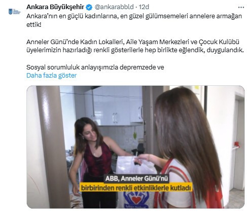 Ankara Büyükşehir Belediyesi, Anneler Günü için çeşitli etkinlikler düzenledi