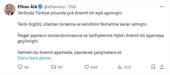 Efkan Ala'dan Terörsüz Türkiye değerlendirmesi