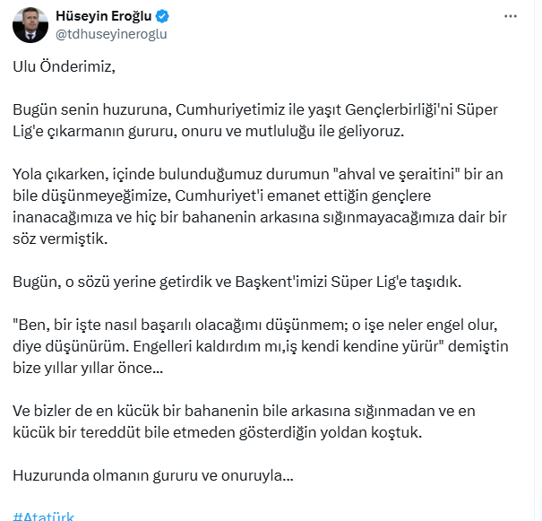 Hüseyin Eroğlu'ndan Anıtkabir ziyareti sonrası duygusal bir paylaşım geldi