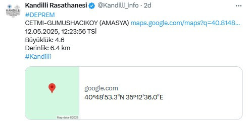 Amasya, Çorum, Samsun, Tokat deprem mi oldu? Kandilli son deprem listesi