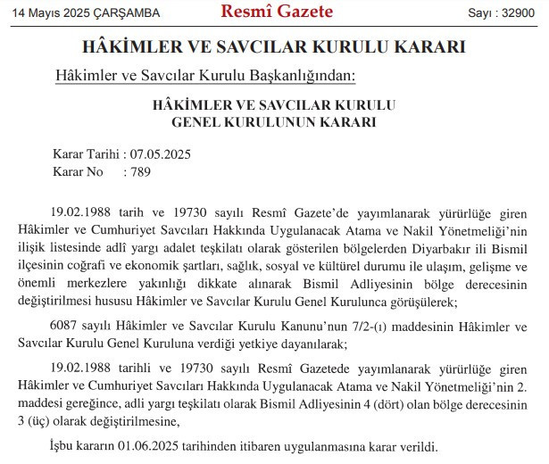 Hakimler ve Savcılar Kurulu bazı ilçelerin yargı çevrelerini değiştirdi