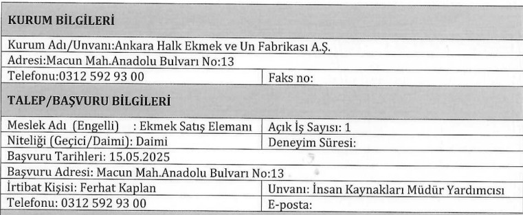 Ankara Halk Ekmek daimi personel alımı yapacak: 18-35 yaş arası - Resim : 2