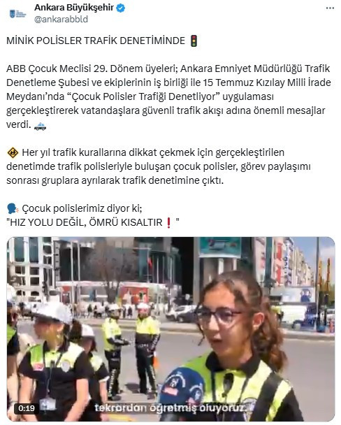 ABB Çocuk Meclisi üyeleri, Kızılay'da trafiği denetledi