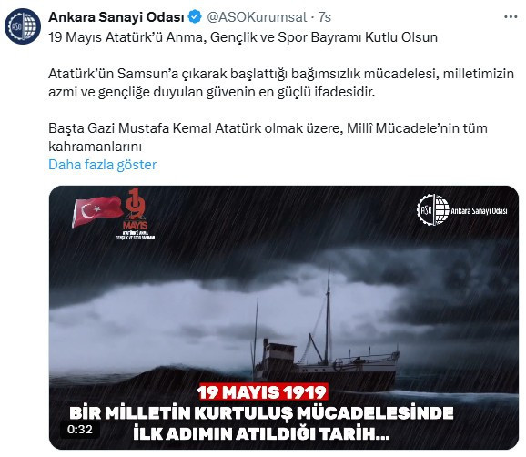 ASO'dan 19 Mayıs mesajı!