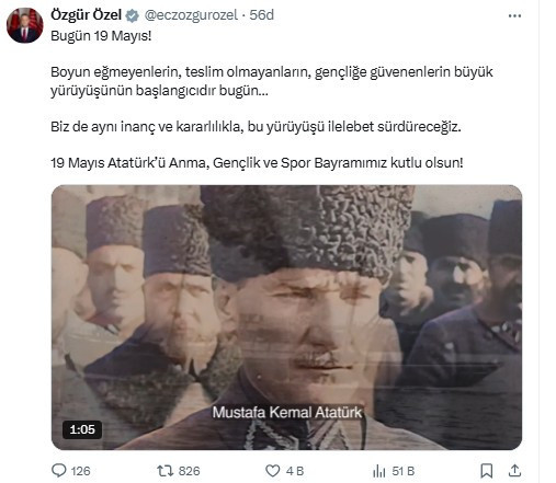 Özgür Özel'den 19 Mayıs mesajı: 'Bu yürüyüşü ilelebet sürdüreceğiz'