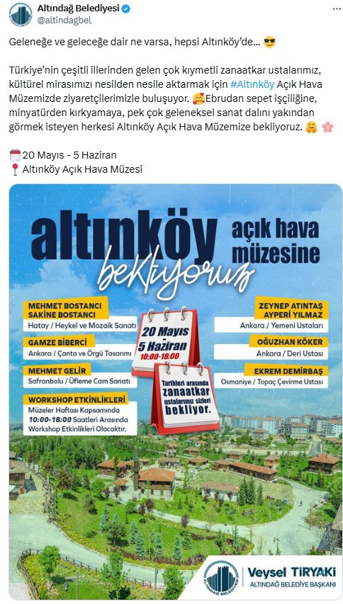 Altındağ Belediyesi'nden Altınköy Açık Hava Müzesi'ne davet