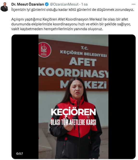 Keçiören Belediyesi, Afet Koordinasyon Merkezi'ni hizmete açtı