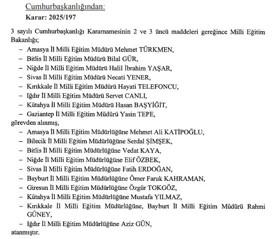 Cumhurbaşkanı Erdoğan'dan yeni atama ve görevden alma kararları - Resim : 2