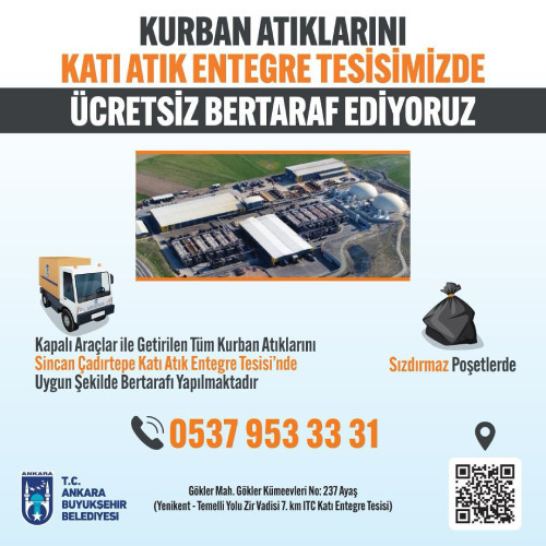 Ankara Büyükşehir Belediyesi kurban atıklarını ücretsiz toplayacak