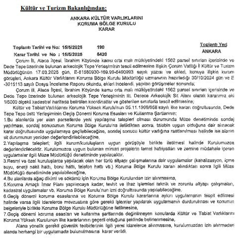 Ankara Kültür Varlıklarını Koruma Bölge Kurulu açıkladı! Dede Tepe hakkında yeni karar