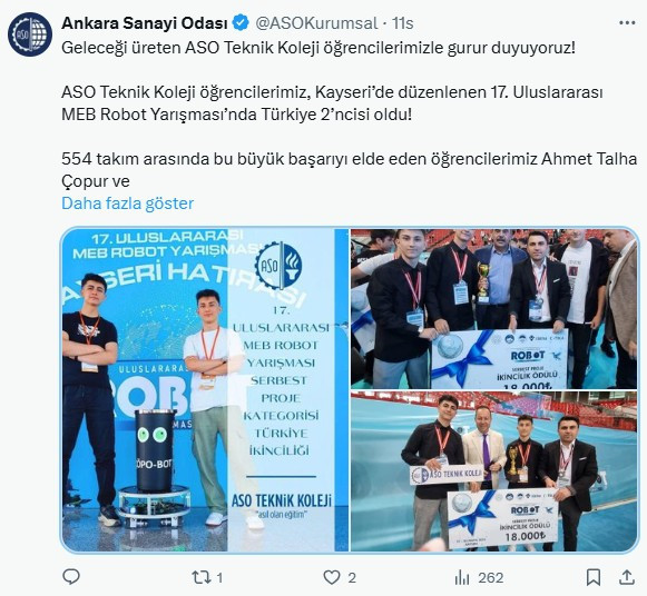 ASO Teknik Koleji öğrencilerinden büyük başarı!