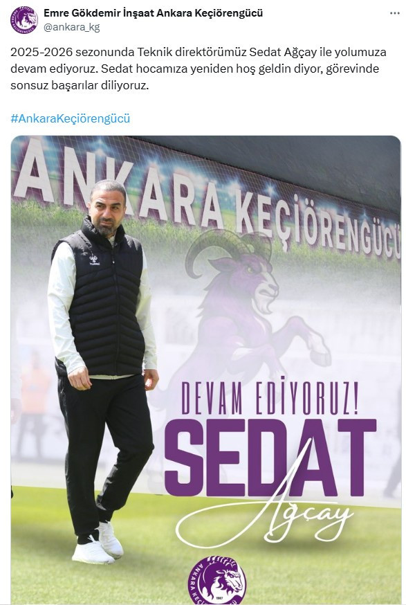 Ankara Keçiörengücü Sedat Ağçay ile yola devam kararı aldı