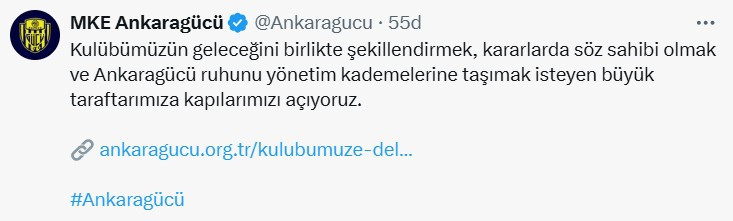 Ankaragücü'nden taraftarlara delegelik başvurusu çağrısı