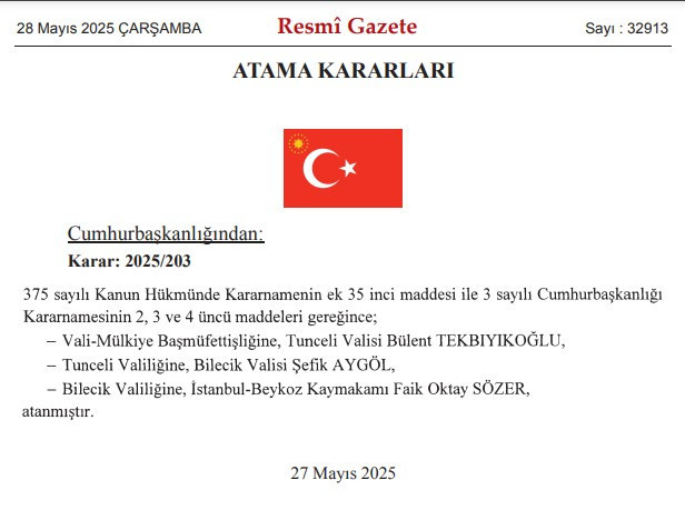 Cumhurbaşkanı Erdoğan'dan 28 Mayıs tarihli atama kararları