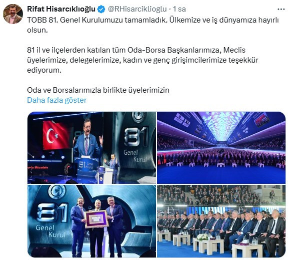 Ankara'da düzenlenen TOBB'un 81. Genel Kurulu tamamlandı