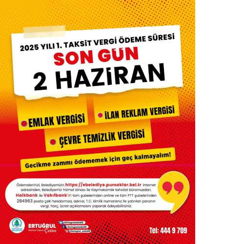 Pursaklar Belediyesi uyardı: Vergi ödemeleri için bugün son gün!