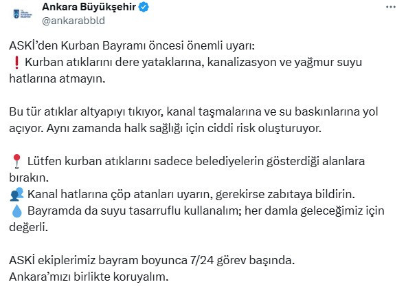 ASKİ'den Kurban Bayramı öncesi önemli uyarı! Sakın yapmayın
