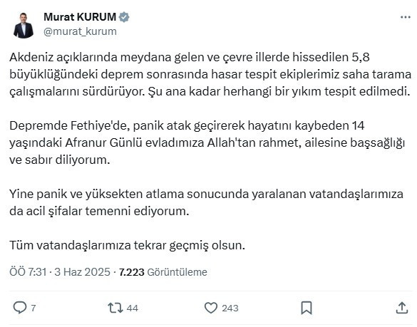 Bakan Kurum açıkladı: Muğla'daki depremde yıkılan bina var mı?