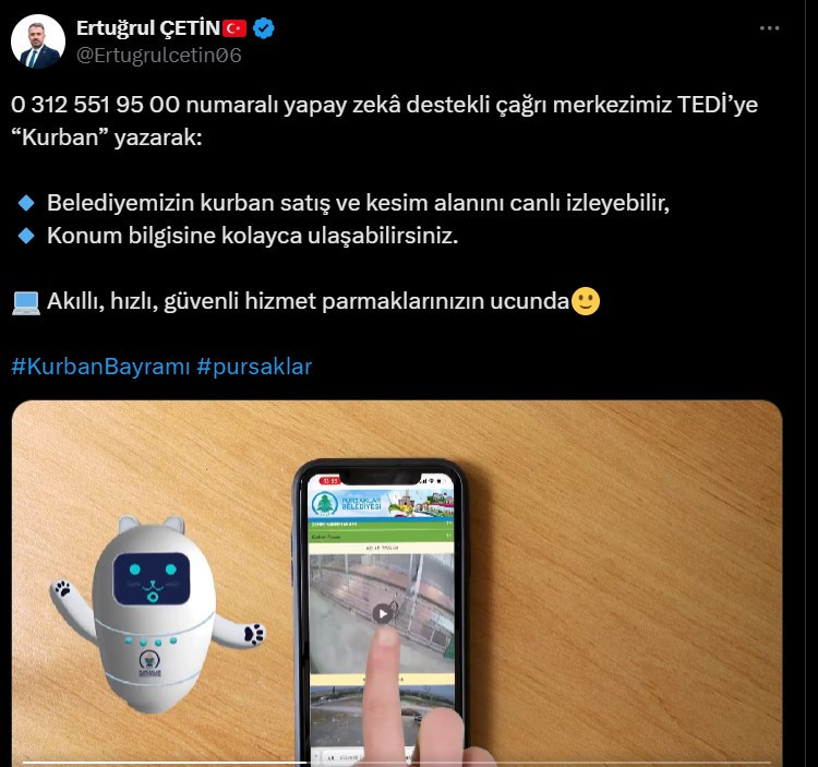 Pursaklar Belediyesi kurban kesim alanında yapay zeka kolaylığı sağlıyor
