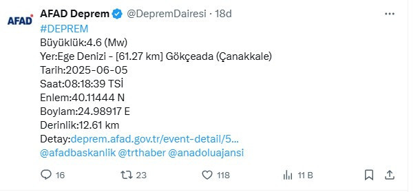 Çanakkale deprem son dakika! Az önce deprem nerede oldu AFAD son depremler listesi