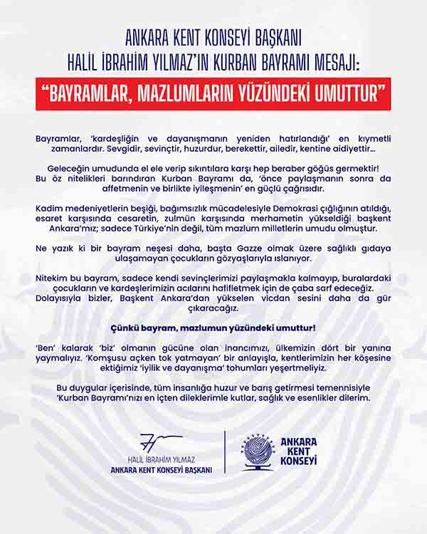 AKK Başkanı Halil İbrahim Yılmaz'dan anlamlı bayram mesajı!