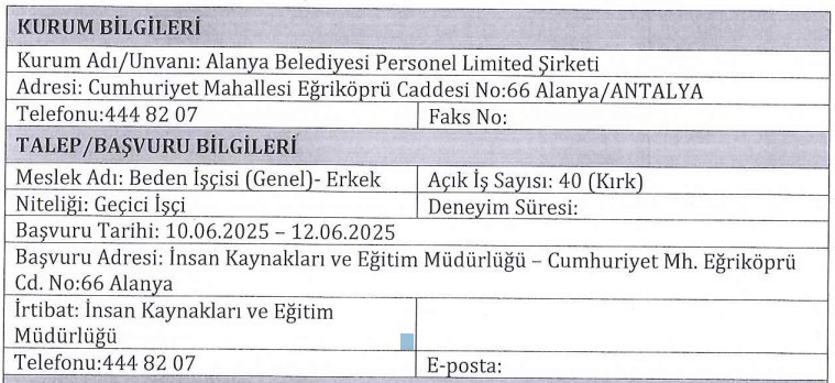 2 belediyeye sınavsız işçi alınıyor: Başvurular bayramdan sonra başlıyor