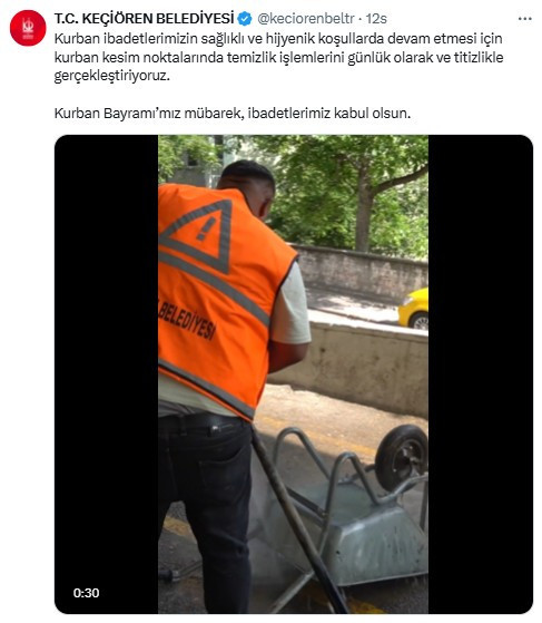 Keçiören Belediyesi kurban kesim noktalarını günlük temizliyor