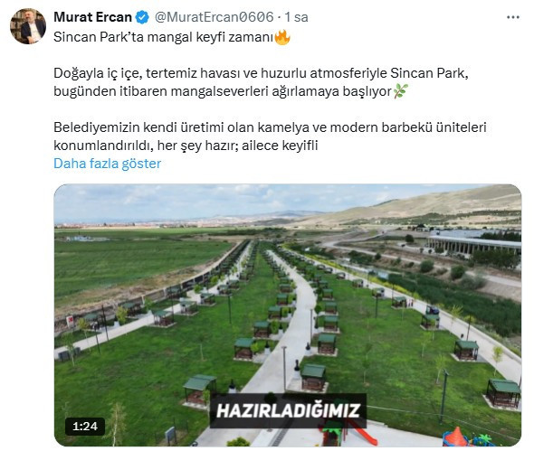 Sincan Belediye Başkanı Ercan duyurdu: Sincan Park açıldı!