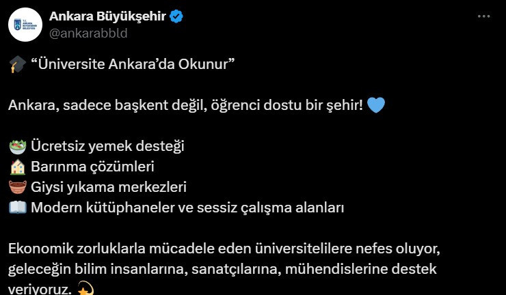 ABB Ankara'da üniversite okuyan gençlere verdiği destekleri hatırlattı