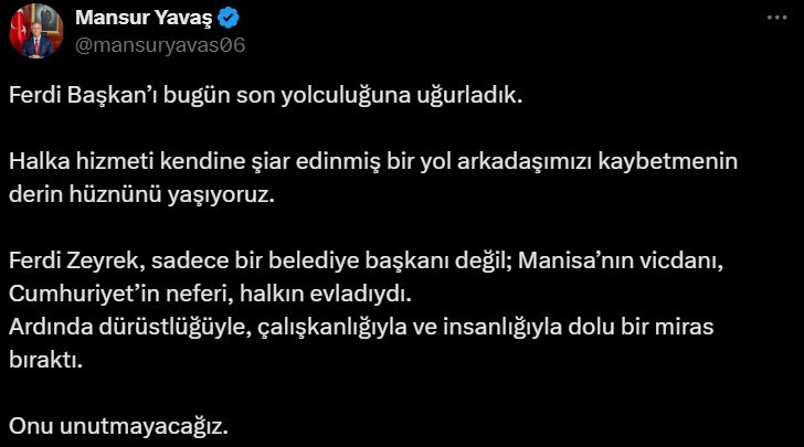 Mansur Yavaş'tan Ferdi Zeyrek için veda sözleri: Onu unutmayacağız - Resim : 2