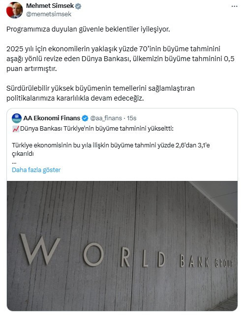Mehmet Şimşek politikaların uygulanmasına kararlılıkla devam edileceğini söyledi