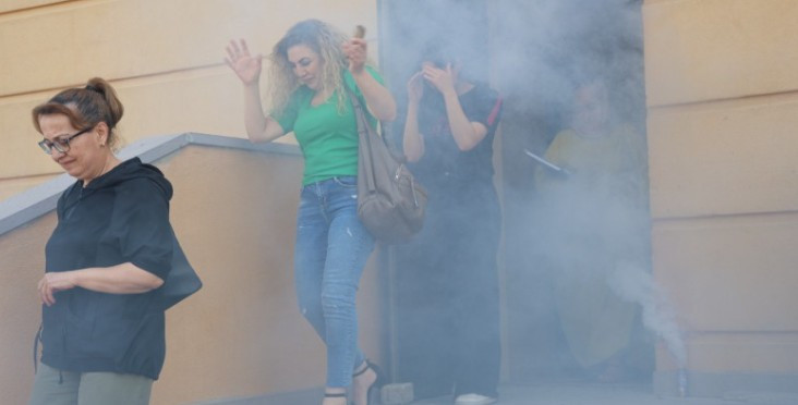 Kırıkkale'deki bir okulda yangın ve tahliye tatbikatı yapıldı