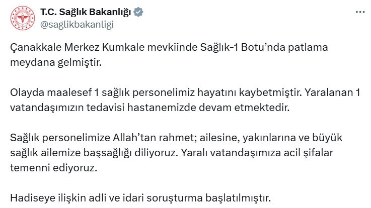 Çanakkale'de Sağlık - 1 Botu'nda patlama! Ölü ve yaralı var!