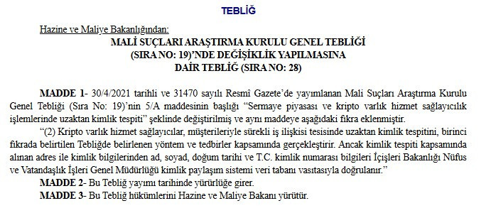 Kripto varlık hizmet sağlayıcılık işlemlerinde yeni düzenleme yapıldı