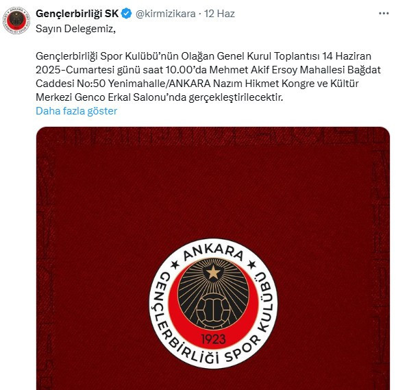 Gençlerbirliği Genel Kurulu ne zaman, kongre nerede, saat kaçta?