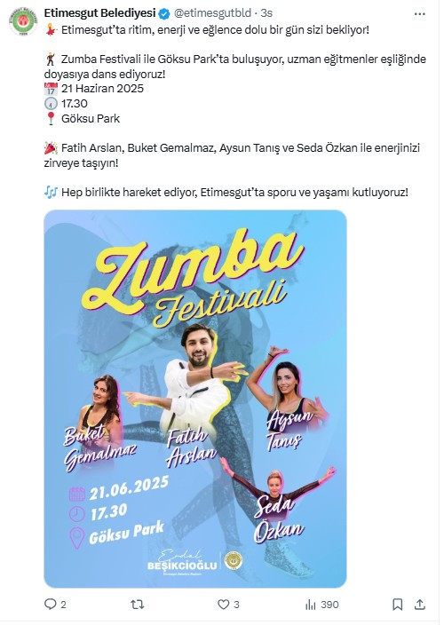 Etimesgut Belediyesi'nden Zumba Festivali duyurusu