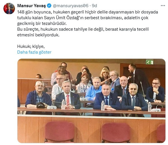 ABB Başkanı Yavaş'tan tahliye olan Özdağ'a geçmiş olsun mesajı